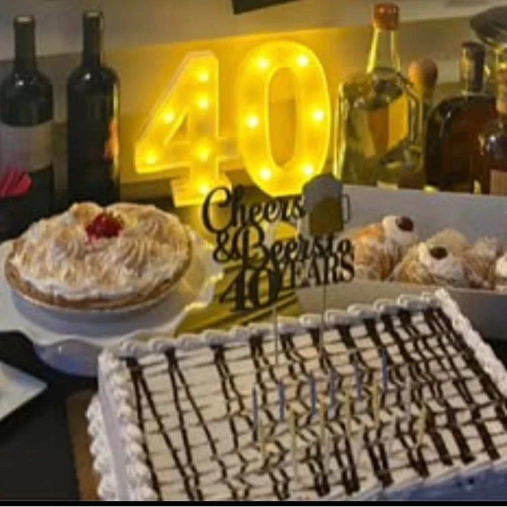 LED Light Up 40 and 40th Birthday Banner